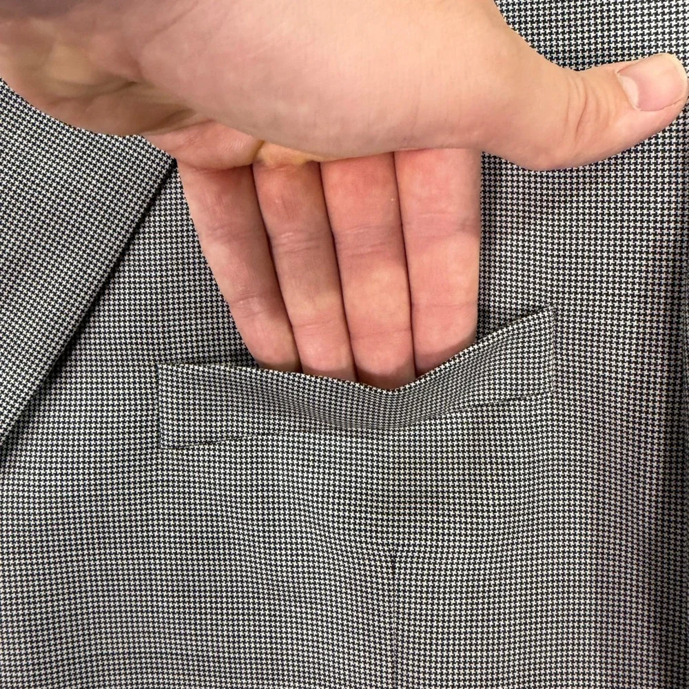 Jack Victor Mens 50XL Suit Grey Houndstooth Wool Super 110s Italian Fabric 42x34